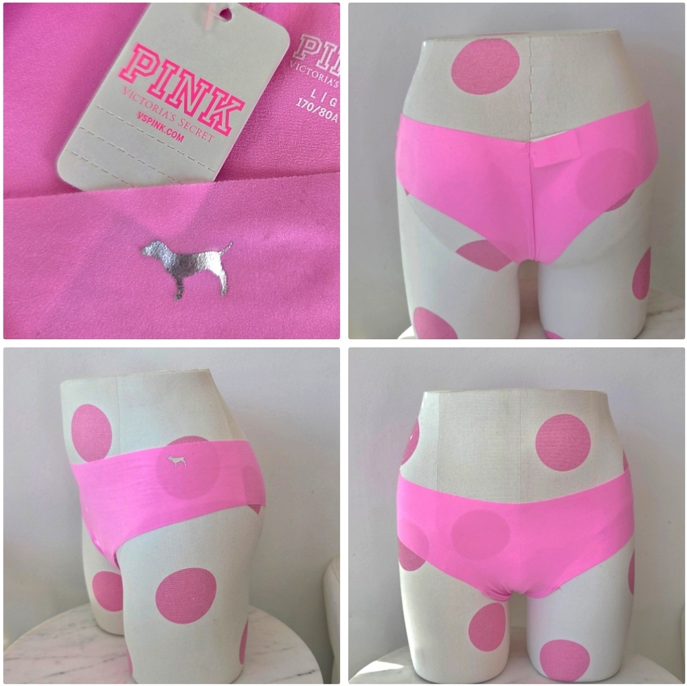 Victoria's Secret Pink Vintage No Show Seamless Thong Panty NWT Iconic Puppy Dog